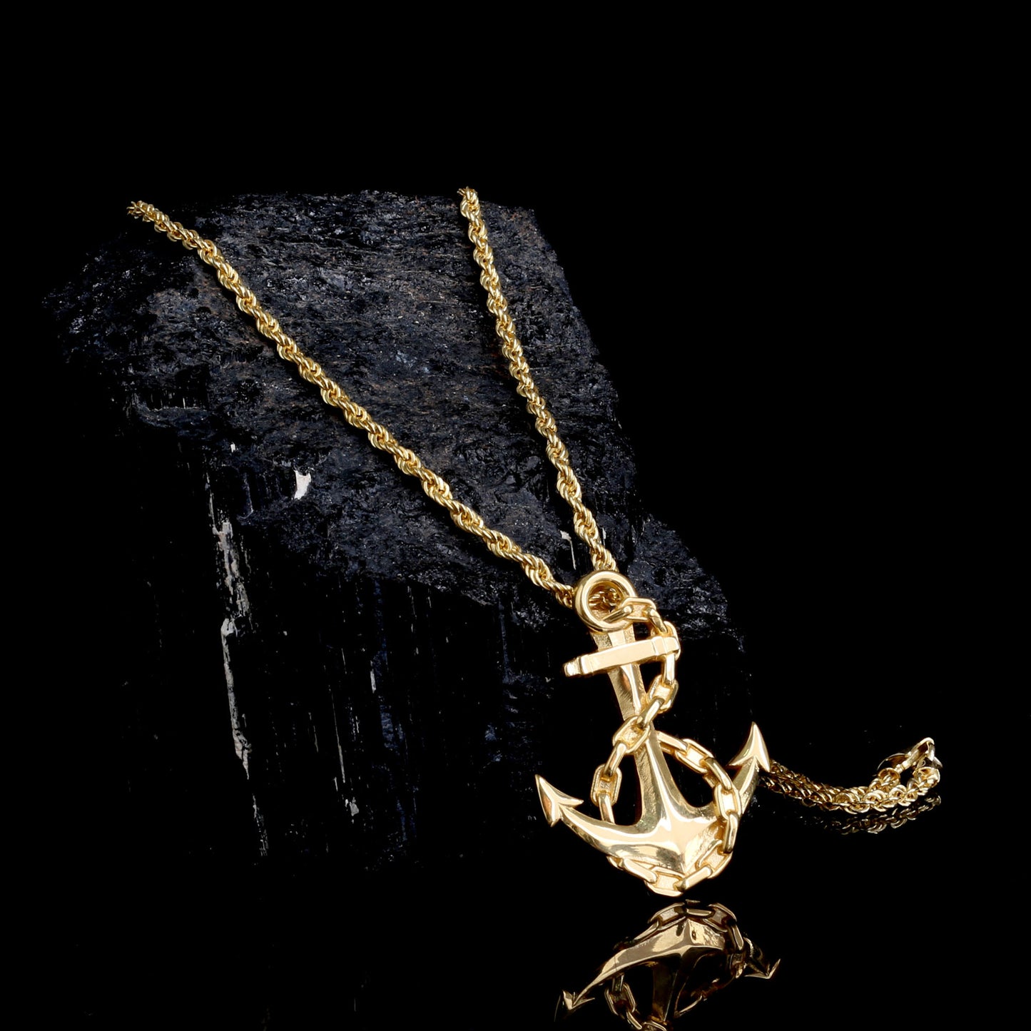 18 Ayar Altın Kaplama Çapa Kolye,925 Ayar Gümüş Erkek Kolye