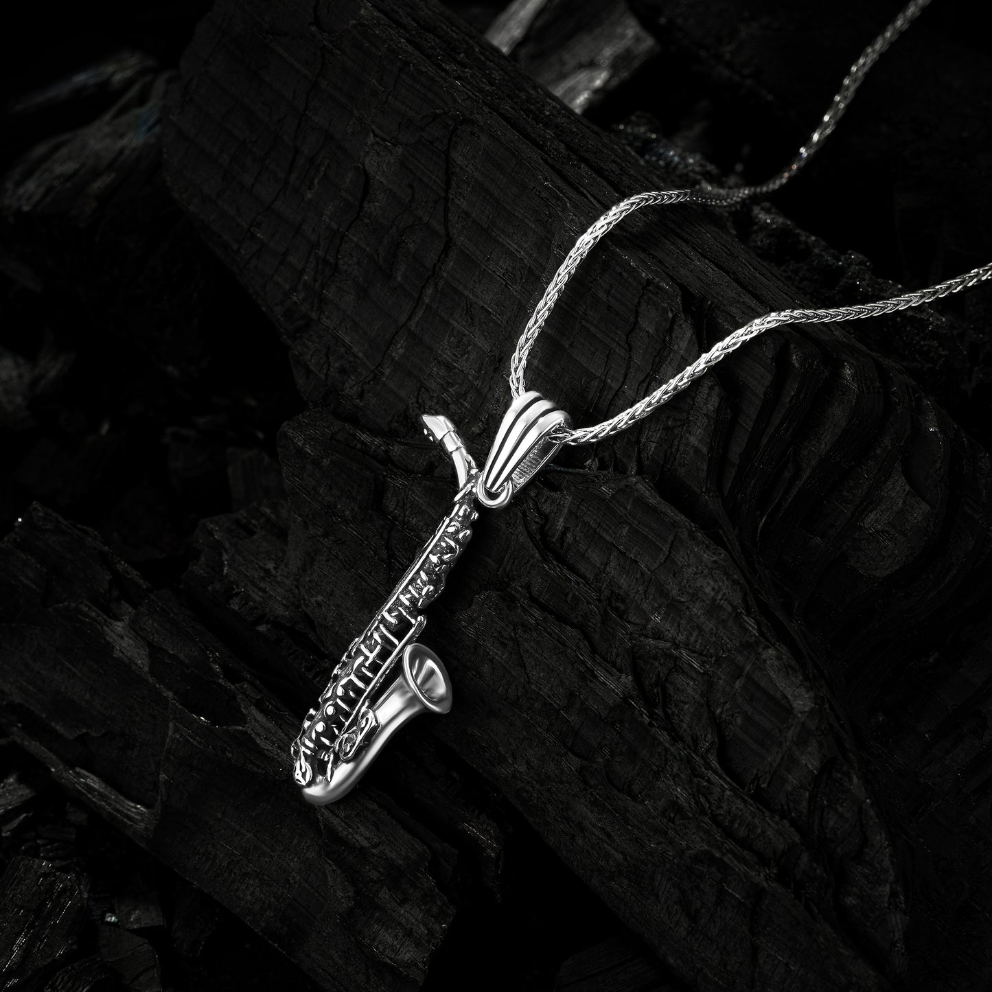 Saksafon Gümüş Erkek Kolye