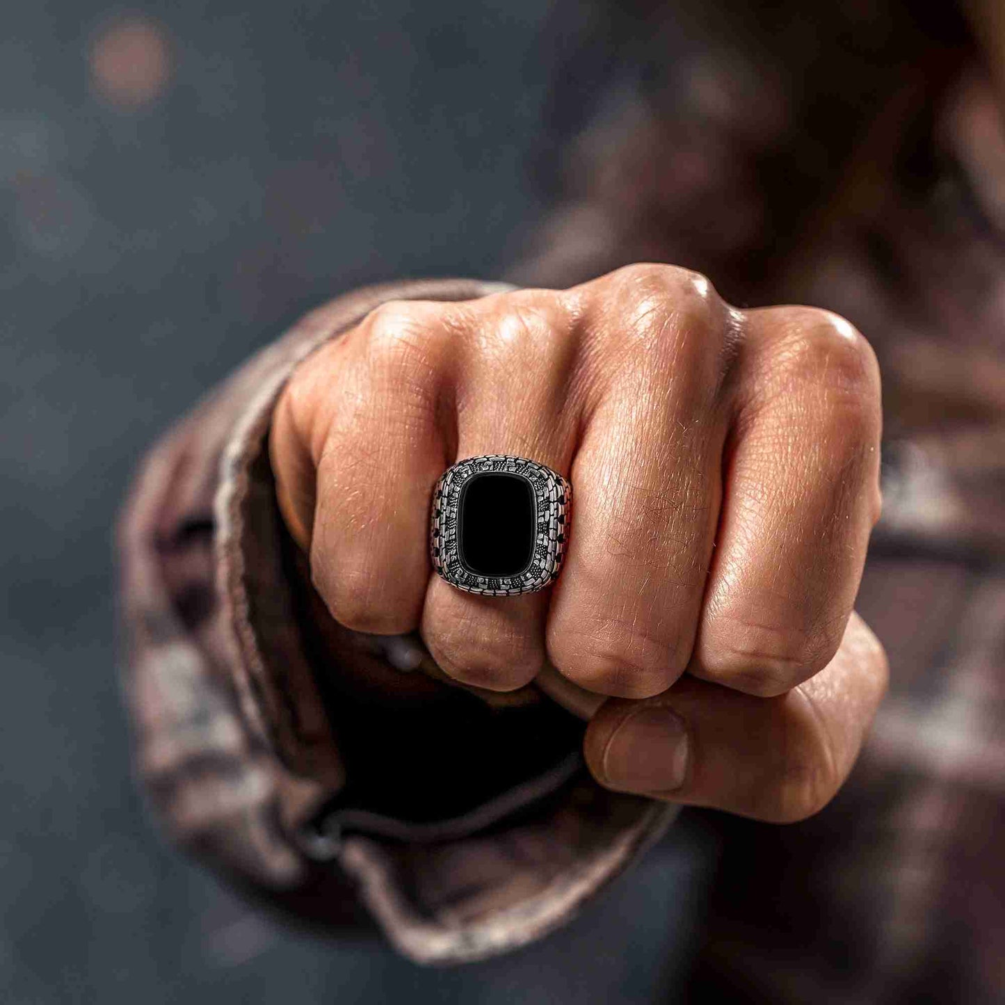 Kale Duvarı Erkek Yüzük,925 Ayar Gümüş Yüzük,Kırmızı Akik Taşlı Erkek Yüzük,Kırmızı Taşlı Erkek Yüzük