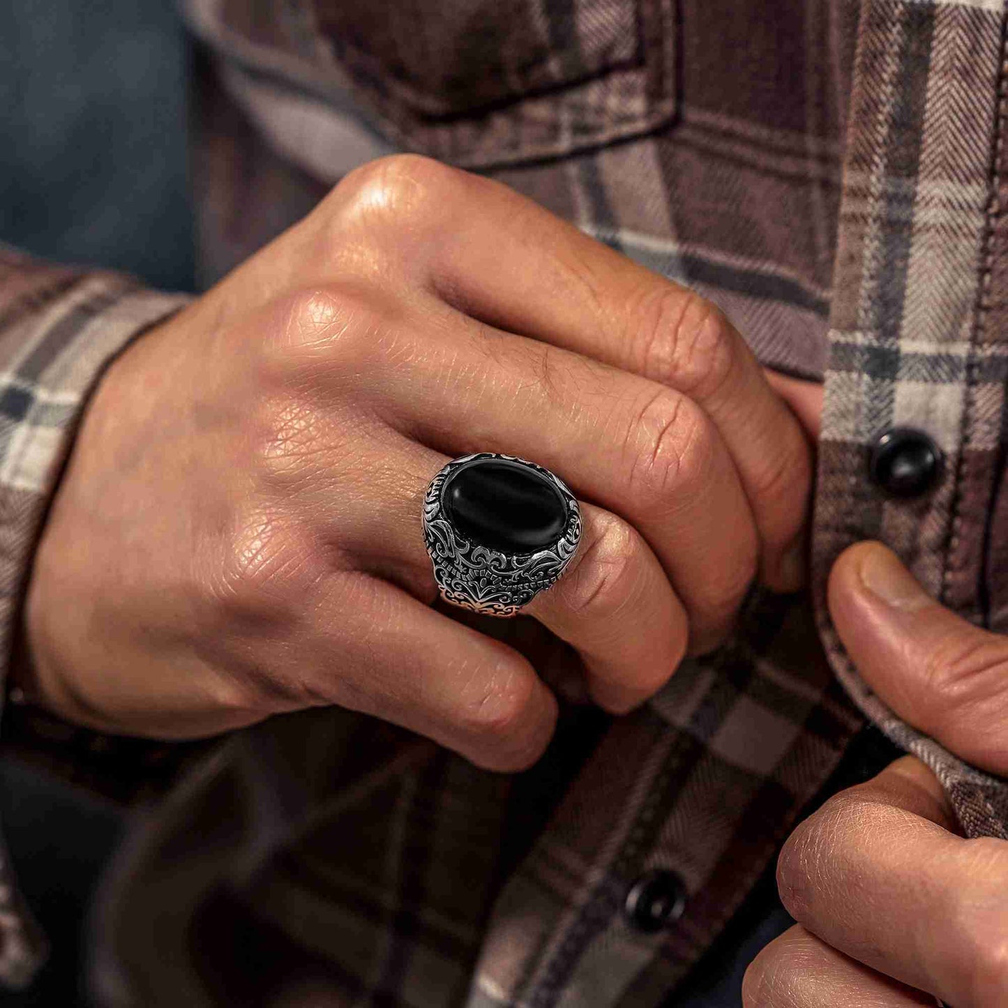 Mother of Pearl Gemstone Handmade Mens Ring