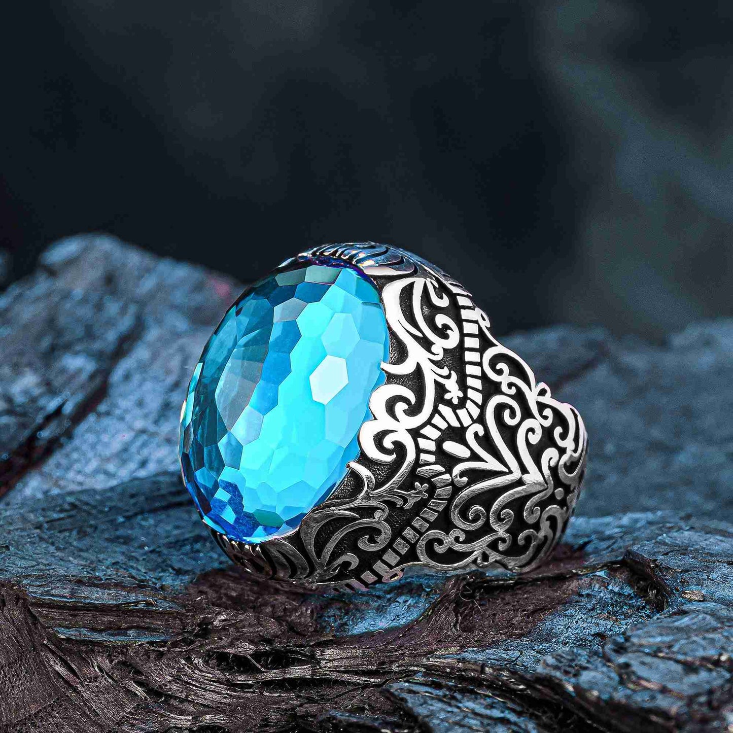 Lapis Lazuli Taşlı Erkek Yüzük, Gümüş Erkek Yüzük, 925 Erkek Yüzük