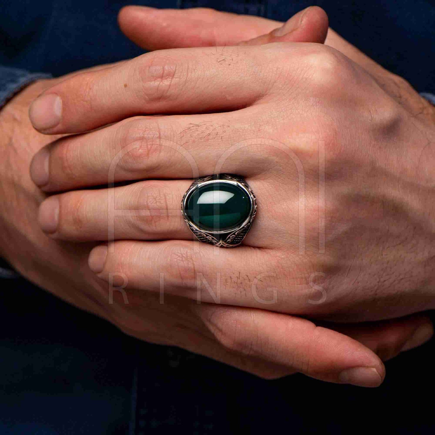 Kırmızı Akik Gümüş Yüzük, Oval Akik Taşlı Yüzük