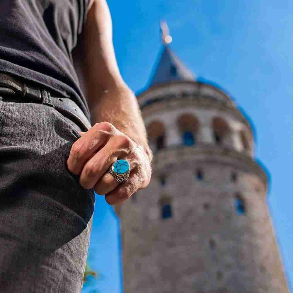 Kırmızı Akik Taşlı Yüzük, Erkek Gümüş Yüzük