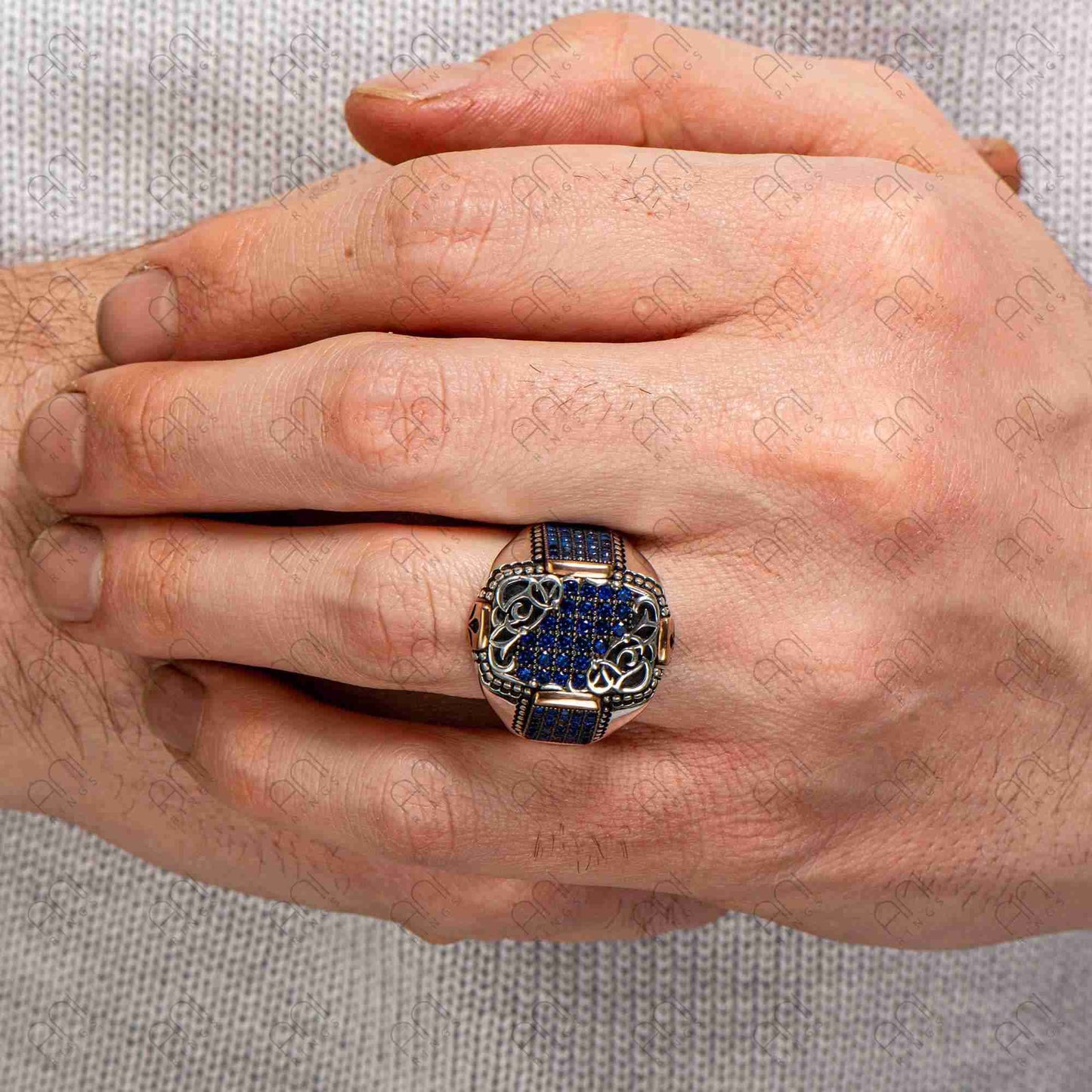 Siyah Zirkon Gümüş Erkek Yüzük, El Yapımı Gümüş Yüzük, Erkek 925 Ayar Gümüş Takı