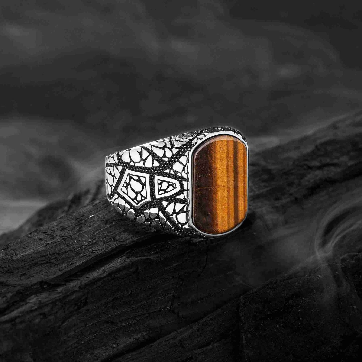 Turkuaz Taşlı Erkek Yüzük, Düz Kesim Turkuaz Yüzük