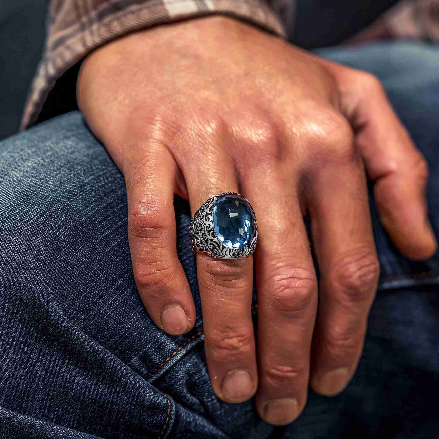 Mother of Pearl Gemstone Handmade Mens Ring