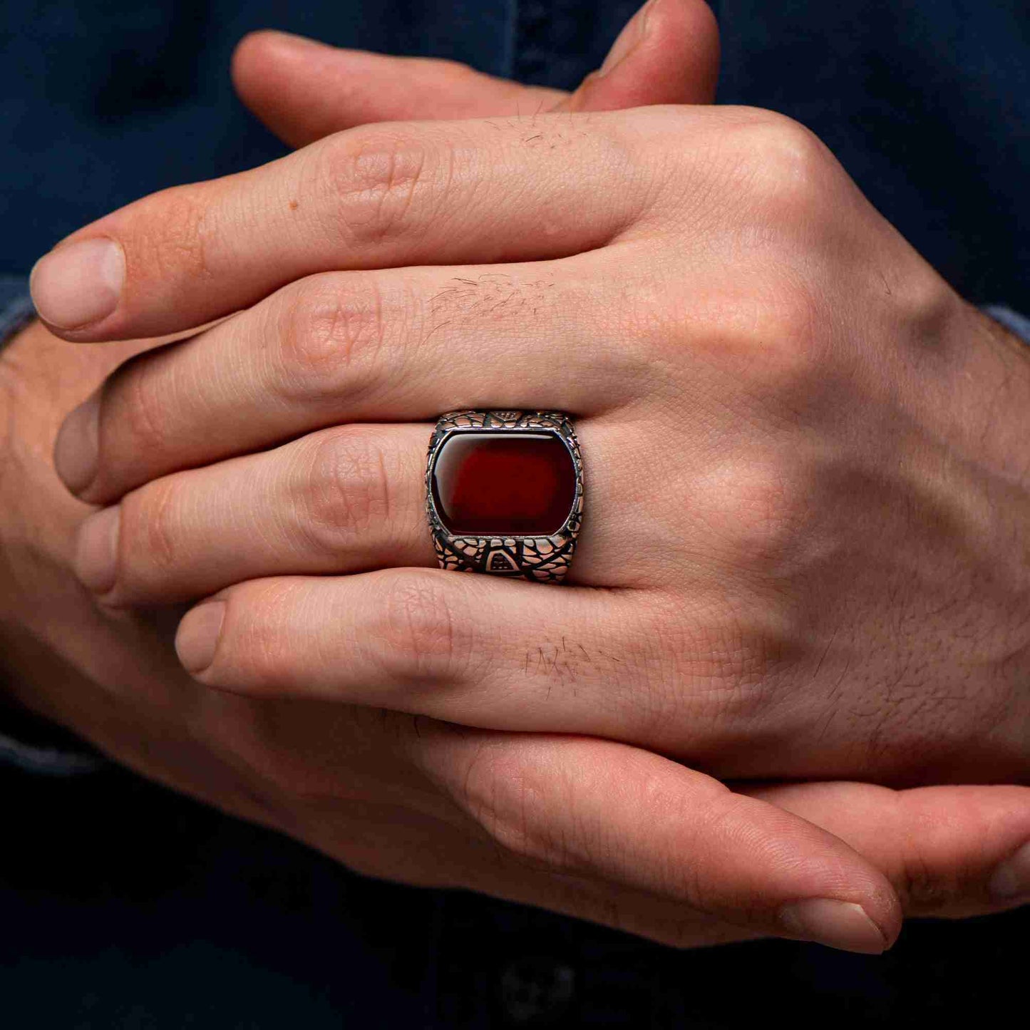 Kaplan Gözü Erkek Gümüş Yüzük, Erkek El Yapımı Yüzük