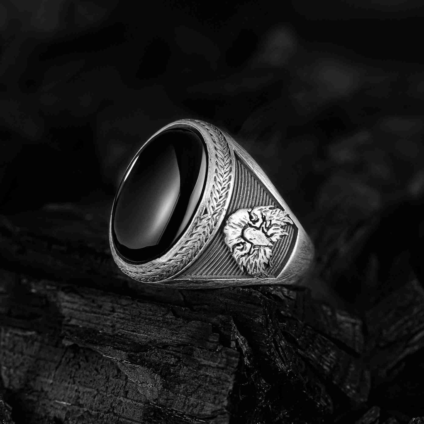 El Yapımı Kırmızı Akik Taşlı Vahşi Kartal Erkek Yüzük | Amerikan Kartalı Yüzüğü