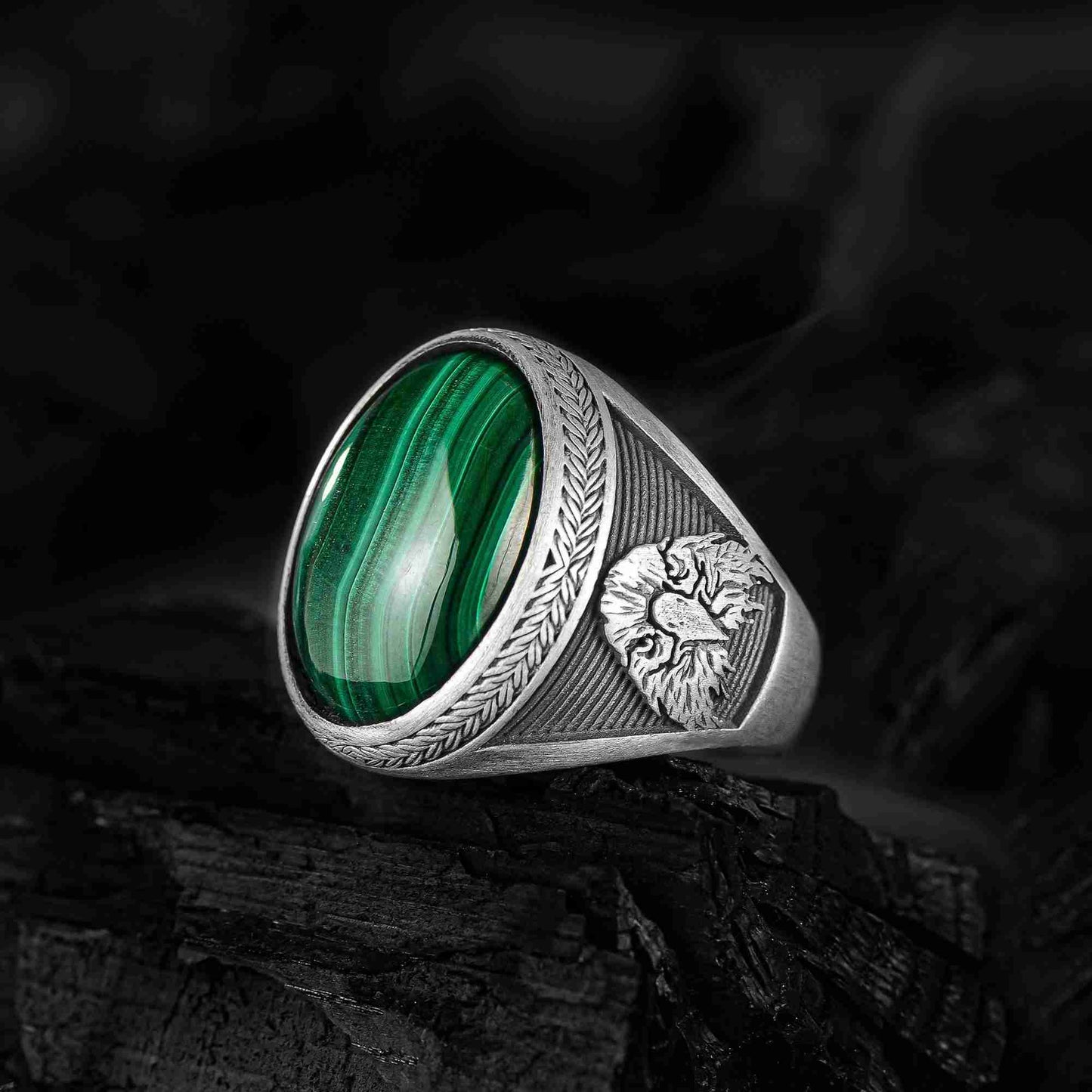 El Yapımı Kırmızı Akik Taşlı Vahşi Kartal Erkek Yüzük | Amerikan Kartalı Yüzüğü