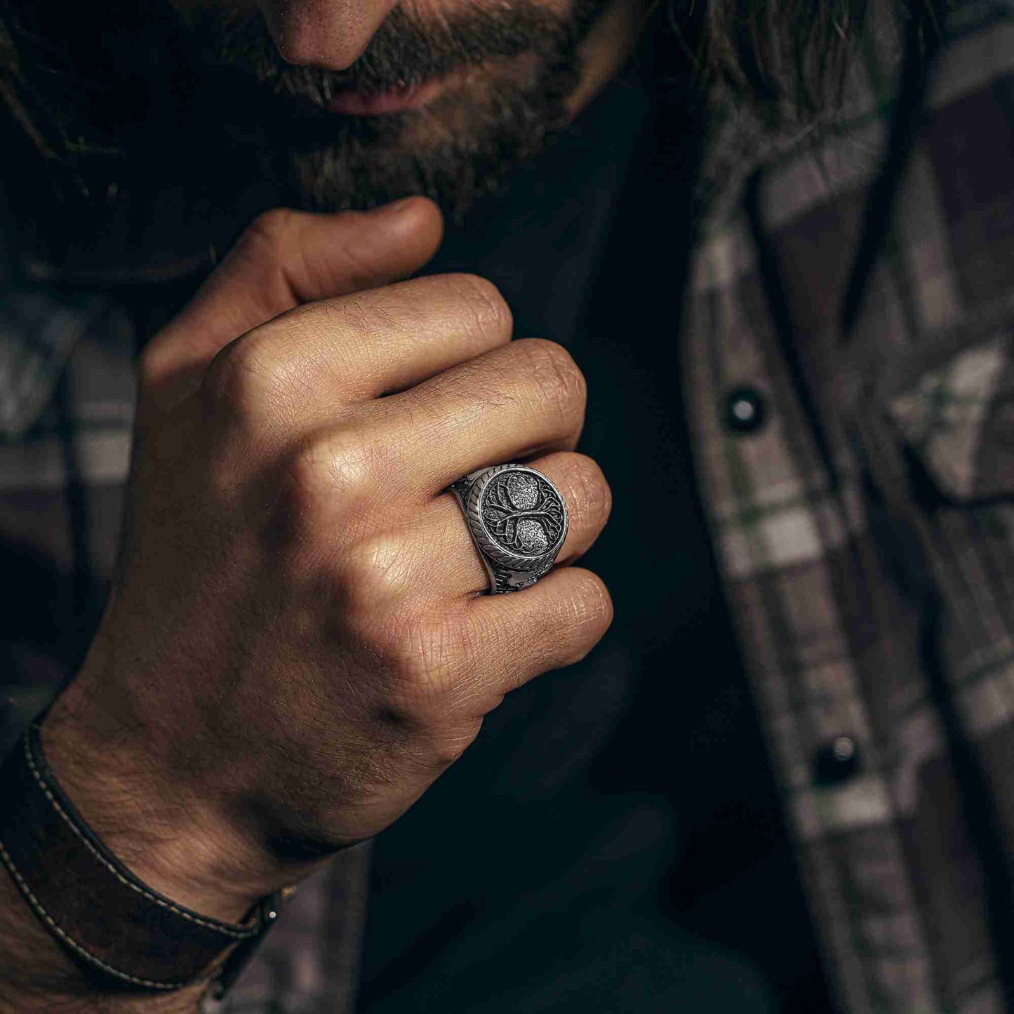 Hayat Ağacı, Dünya Haritası ve Hayat Ağacı Modern Erkek Yüzüğü