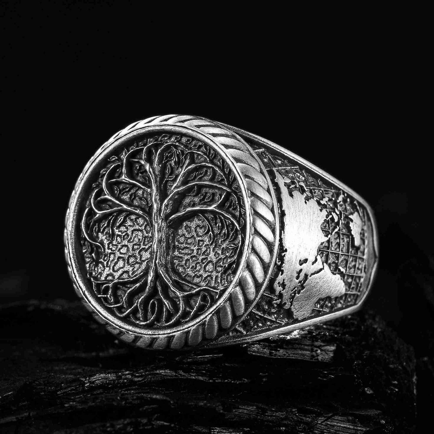 Hayat Ağacı, Dünya Haritası ve Hayat Ağacı Modern Erkek Yüzüğü