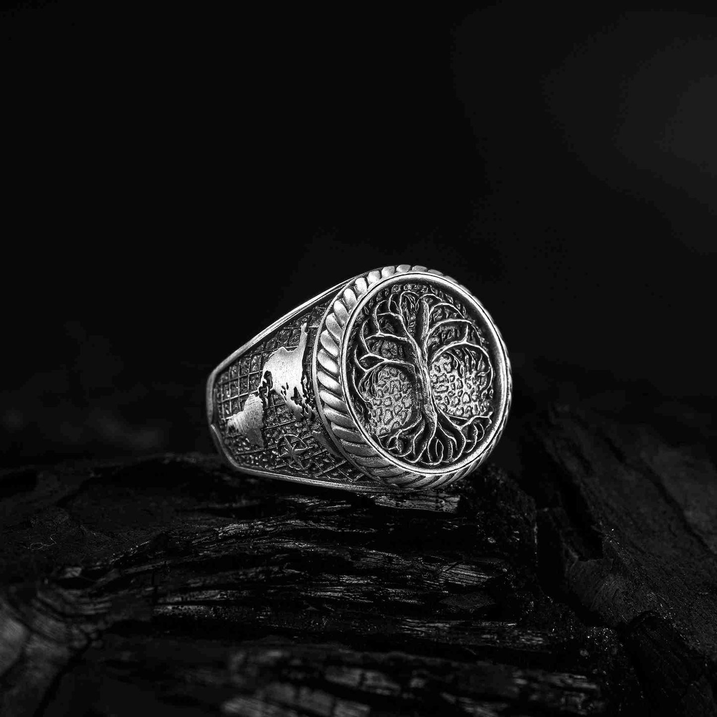 Hayat Ağacı, Dünya Haritası ve Hayat Ağacı Modern Erkek Yüzüğü