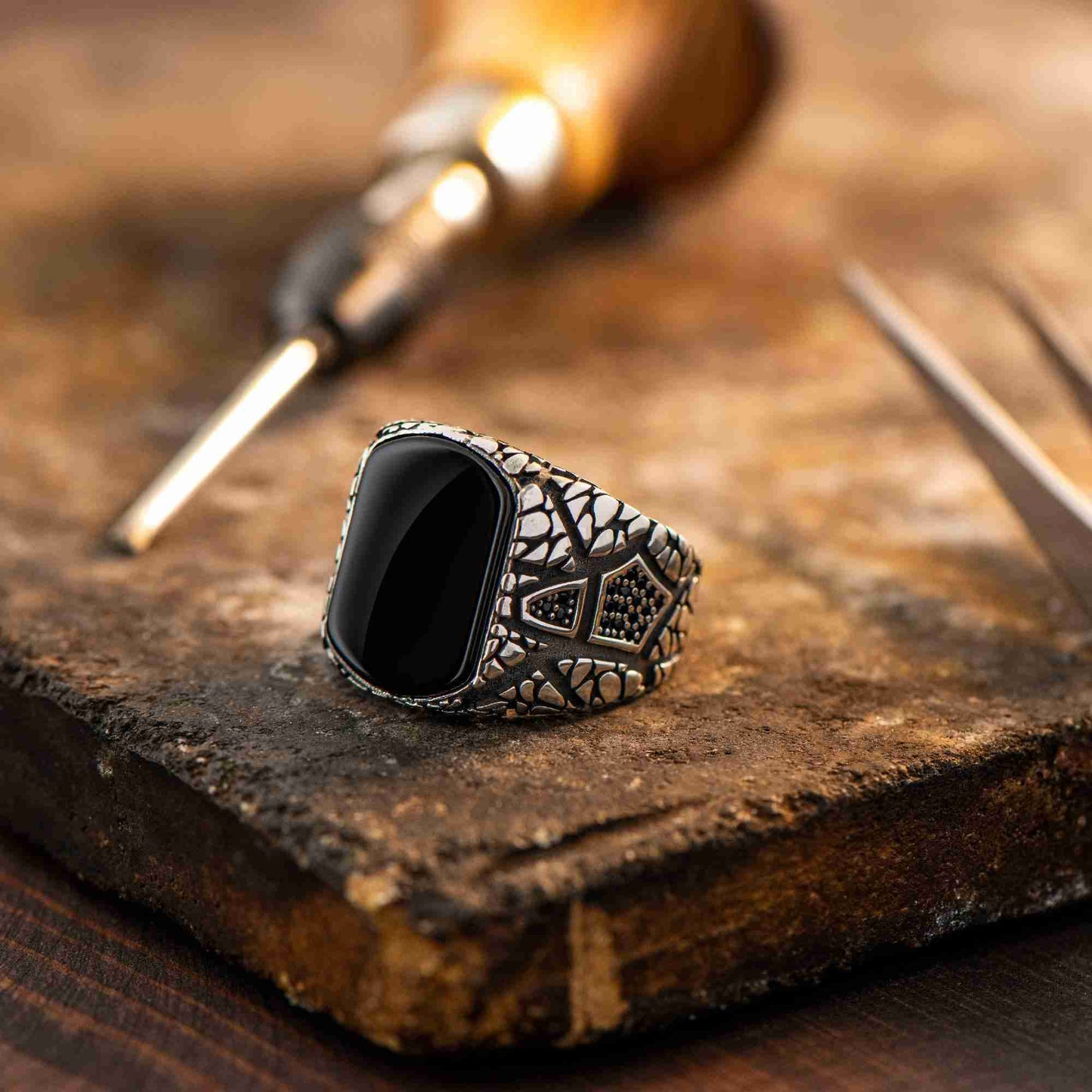 Kaplan Gözü Erkek Gümüş Yüzük, Erkek El Yapımı Yüzük